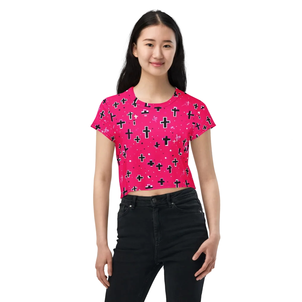 Hot Pink Revival on Crop Tee — Front