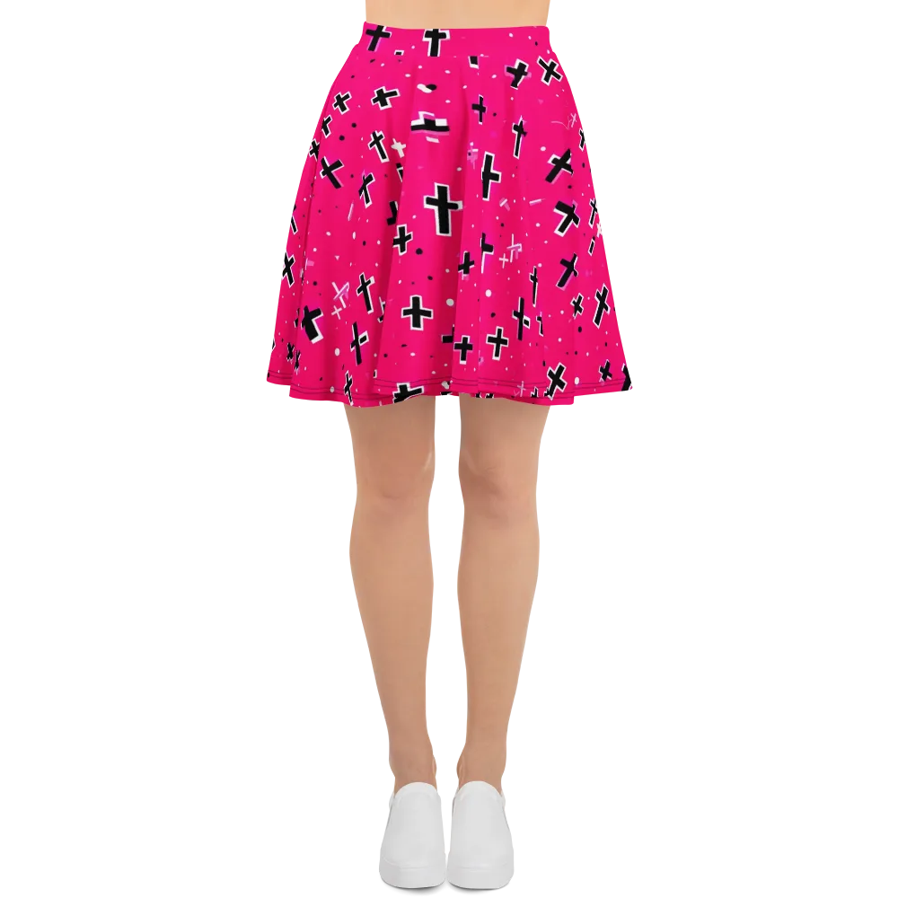 Hot Pink Revival on Skater Skirt — Front