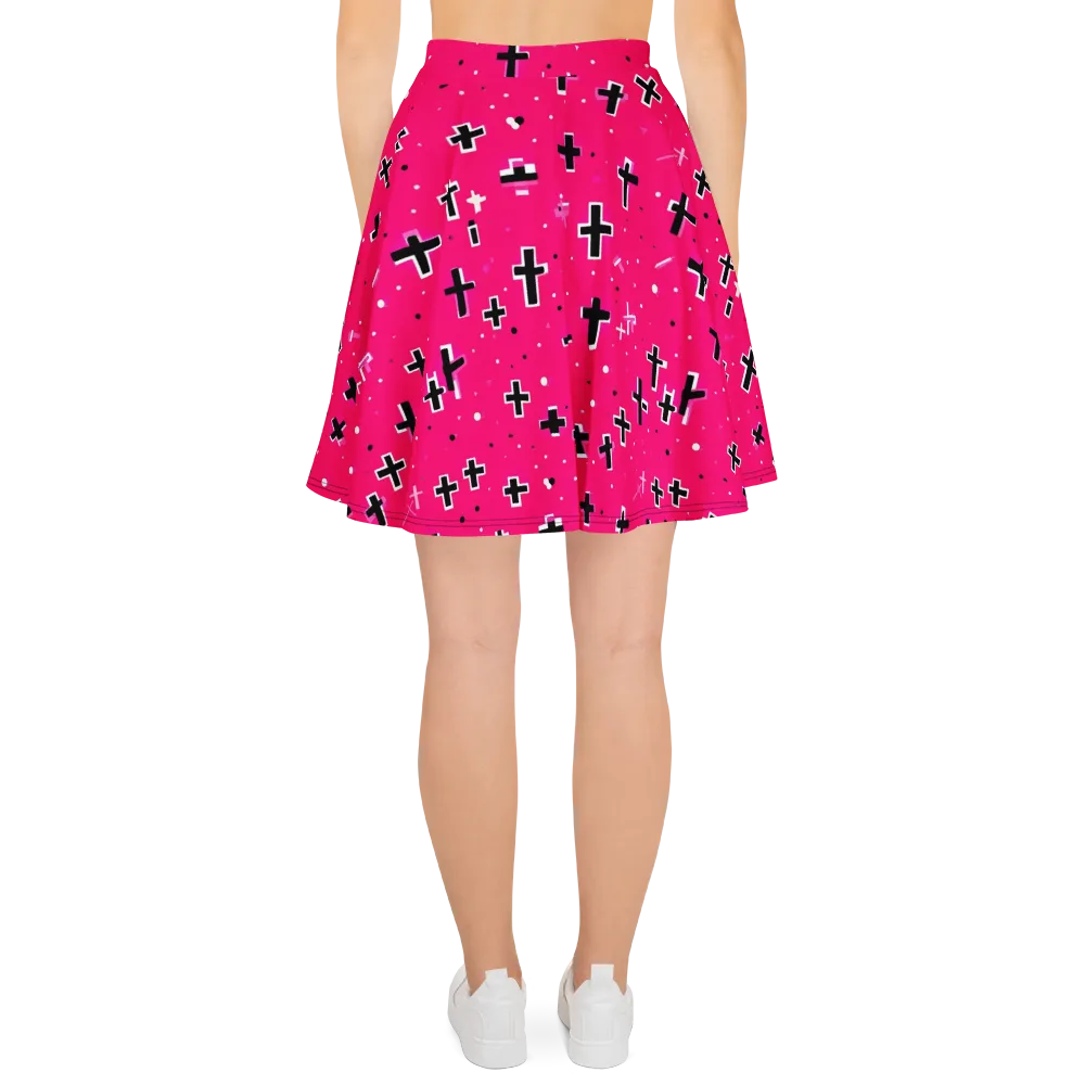 Hot Pink Revival on Skater Skirt — Back