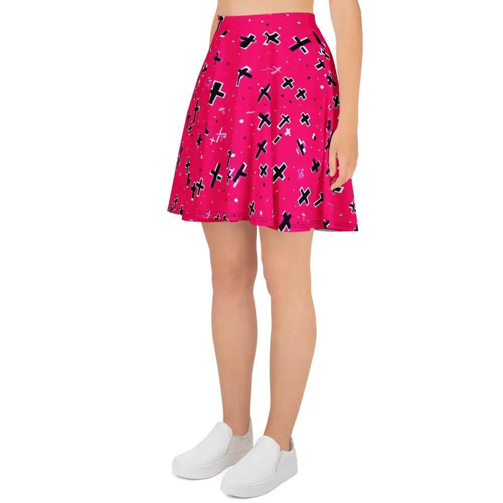Hot Pink Revival on Skater Skirt — Left