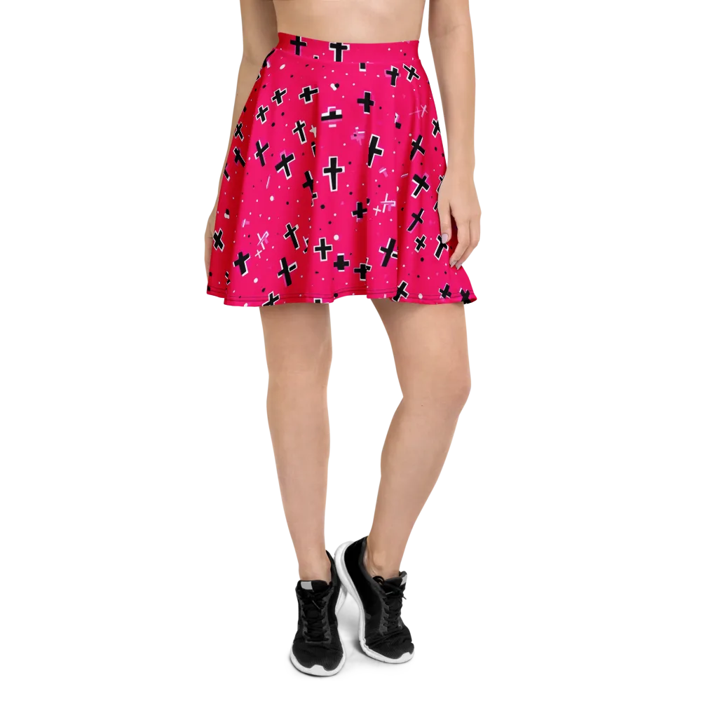 Hot Pink Revival on Skater Skirt — Front