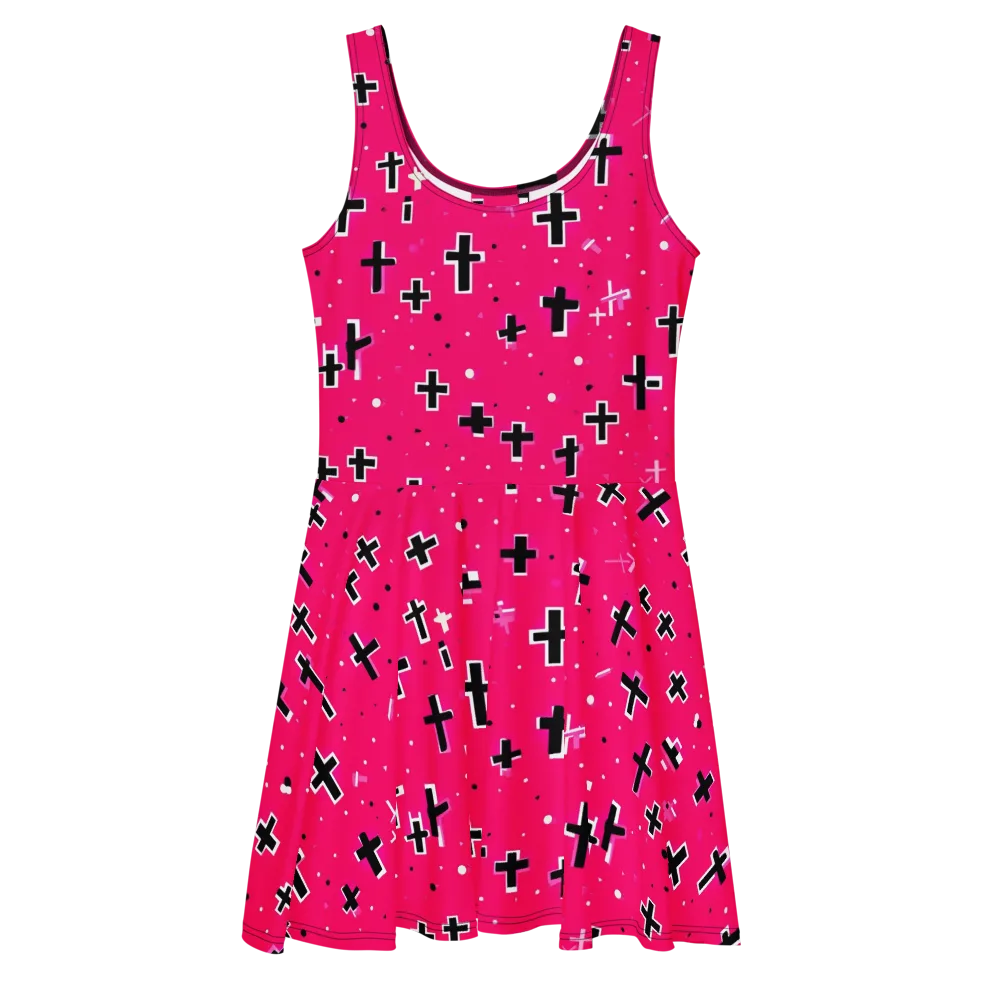 Hot Pink Revival on Skater Dress — Front