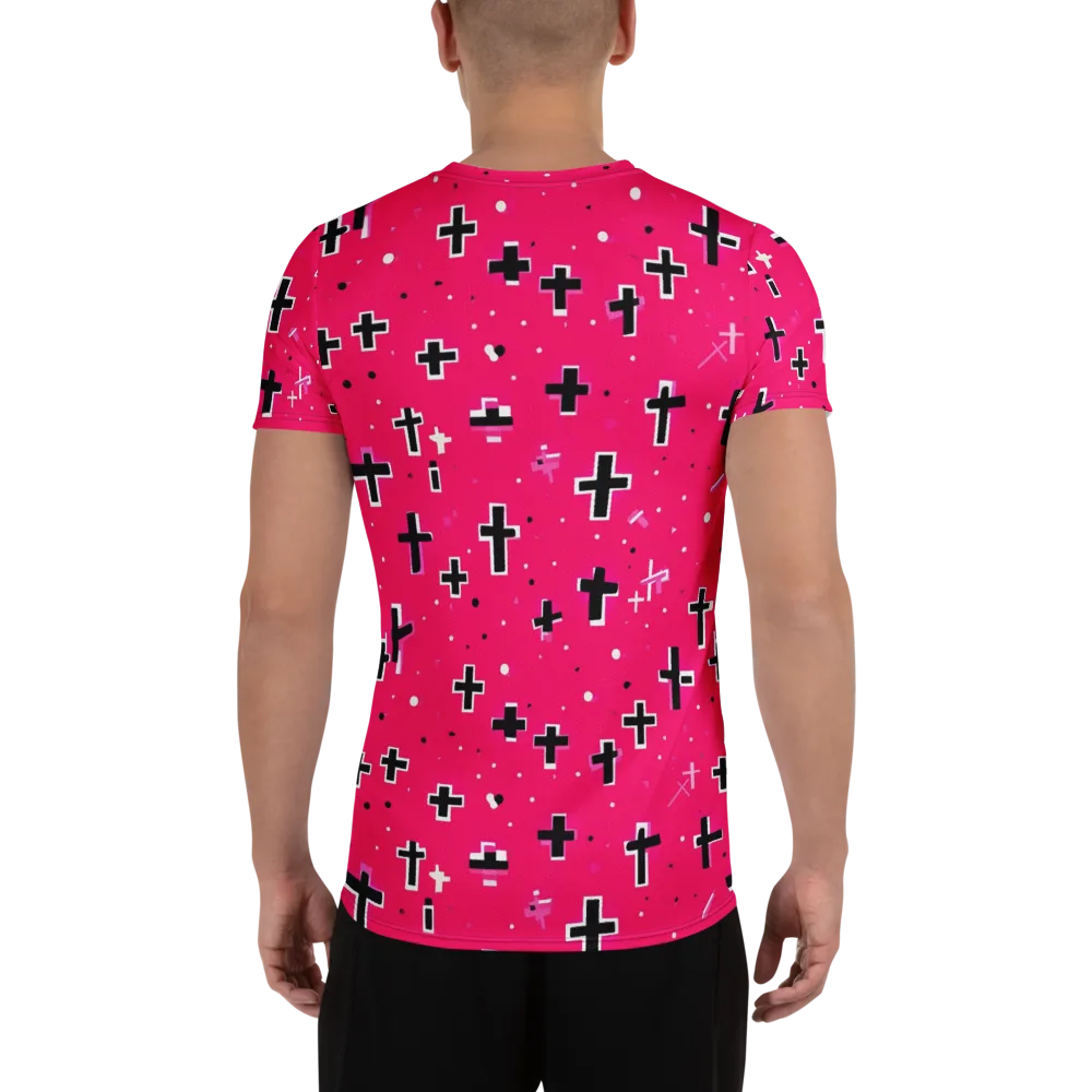Hot Pink Revival on Men's Athletic T-Shirt — Back
