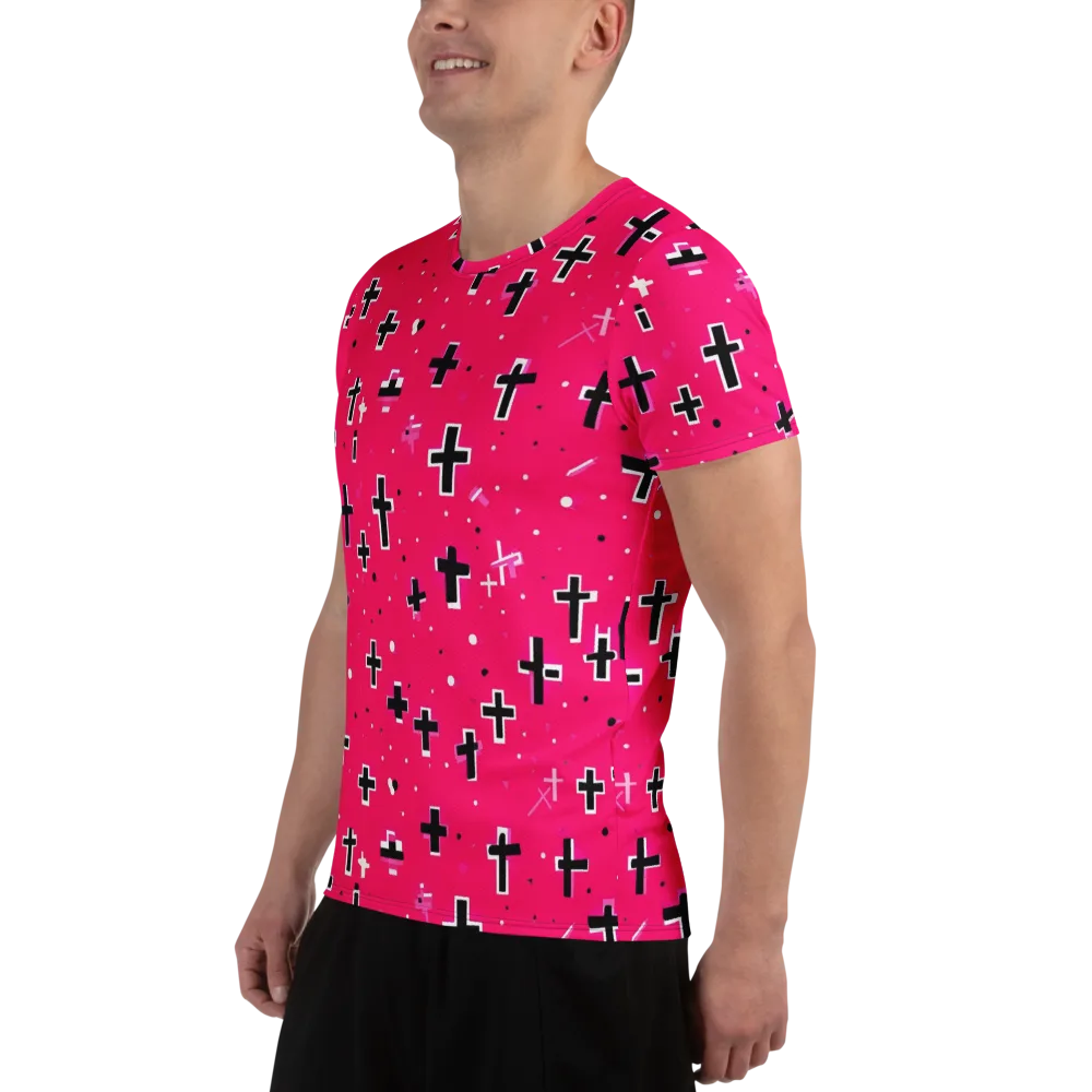 Hot Pink Revival on Men's Athletic T-Shirt — Left