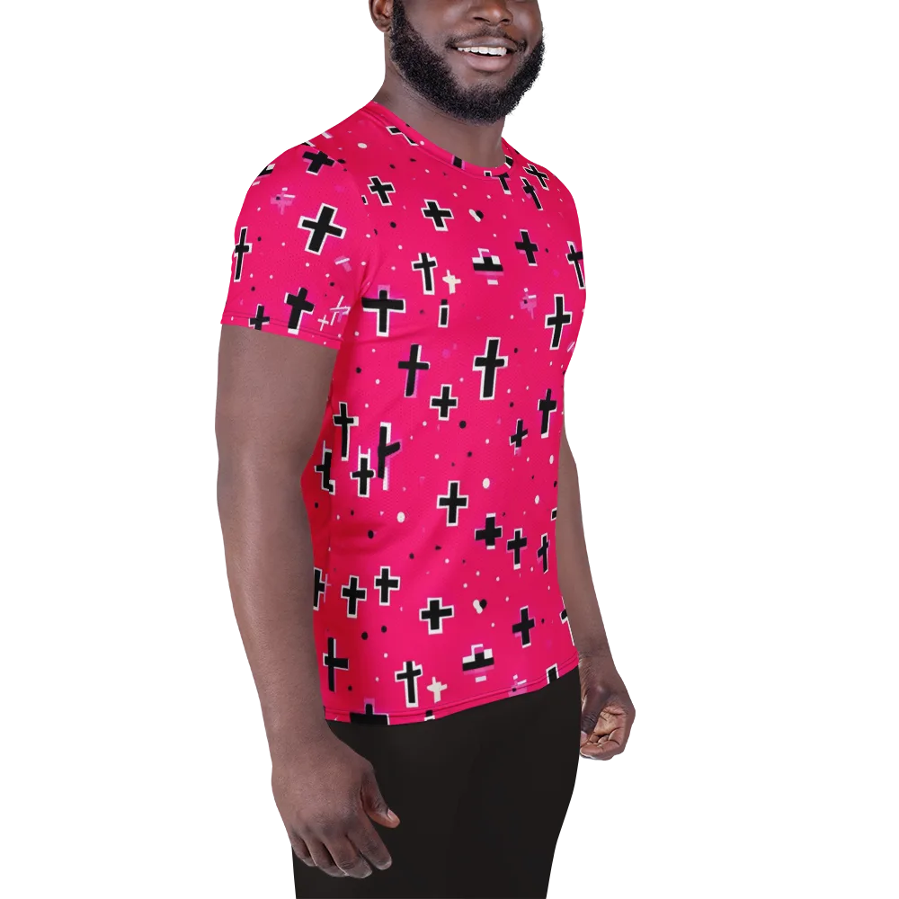 Hot Pink Revival on Men's Athletic T-Shirt — Right