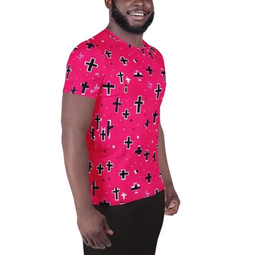 Hot Pink Revival on a Men's Athletic T-Shirt
