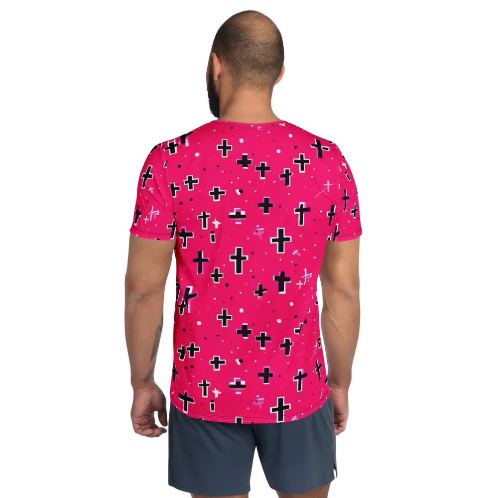 Hot Pink Revival on Men's Athletic T-Shirt — Back