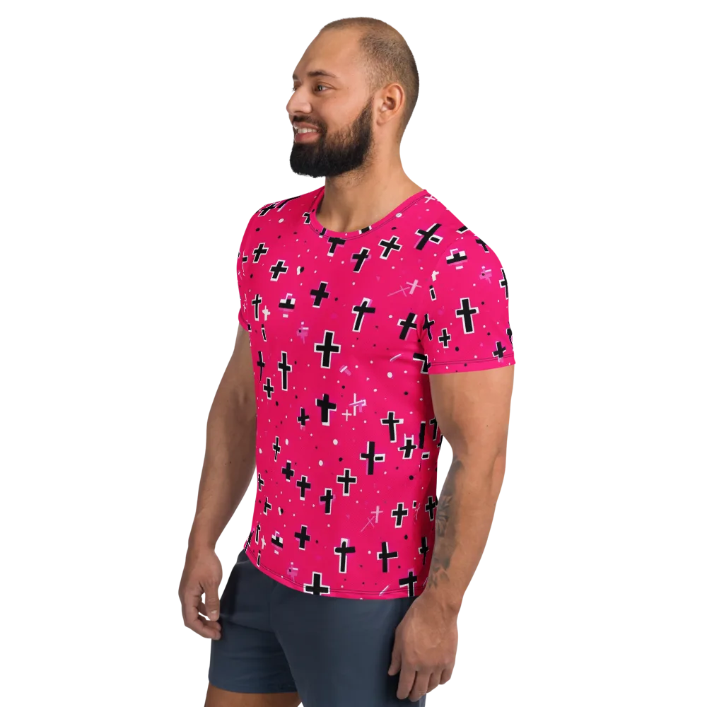 Hot Pink Revival on Men's Athletic T-Shirt — Left