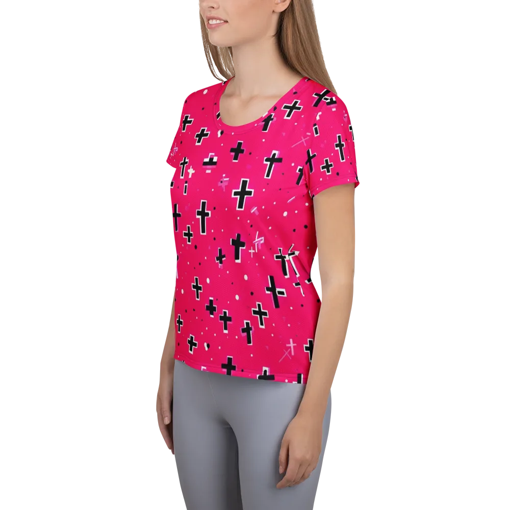 Hot Pink Revival on Women's Athletic T-Shirt — Left