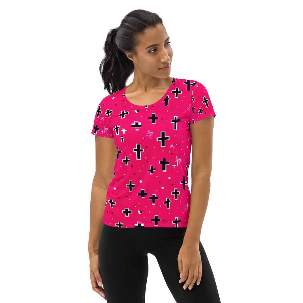 Hot Pink Revival on Women's Athletic T-Shirt — Front
