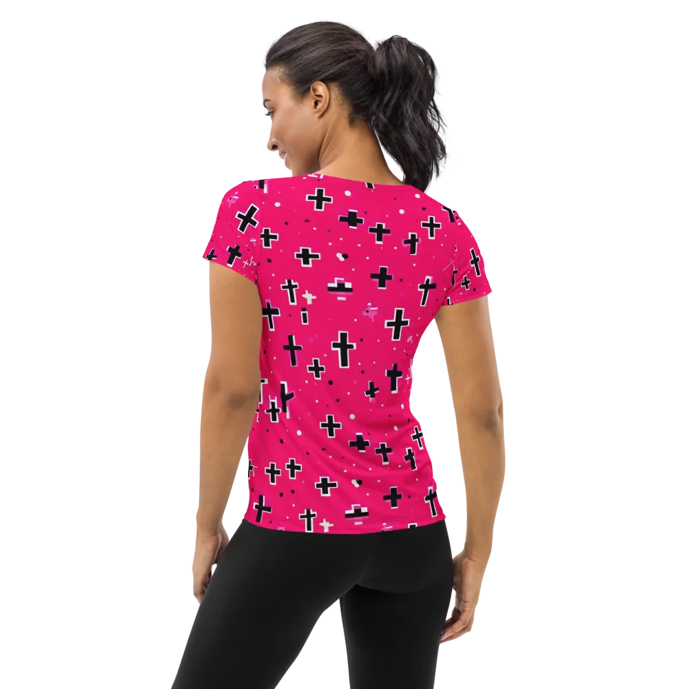 Hot Pink Revival on Women's Athletic T-Shirt — Back
