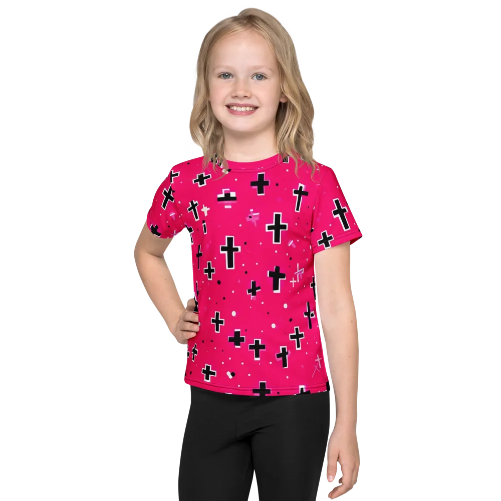 Hot Pink Revival on Kids Crew Neck T-Shirt — Front