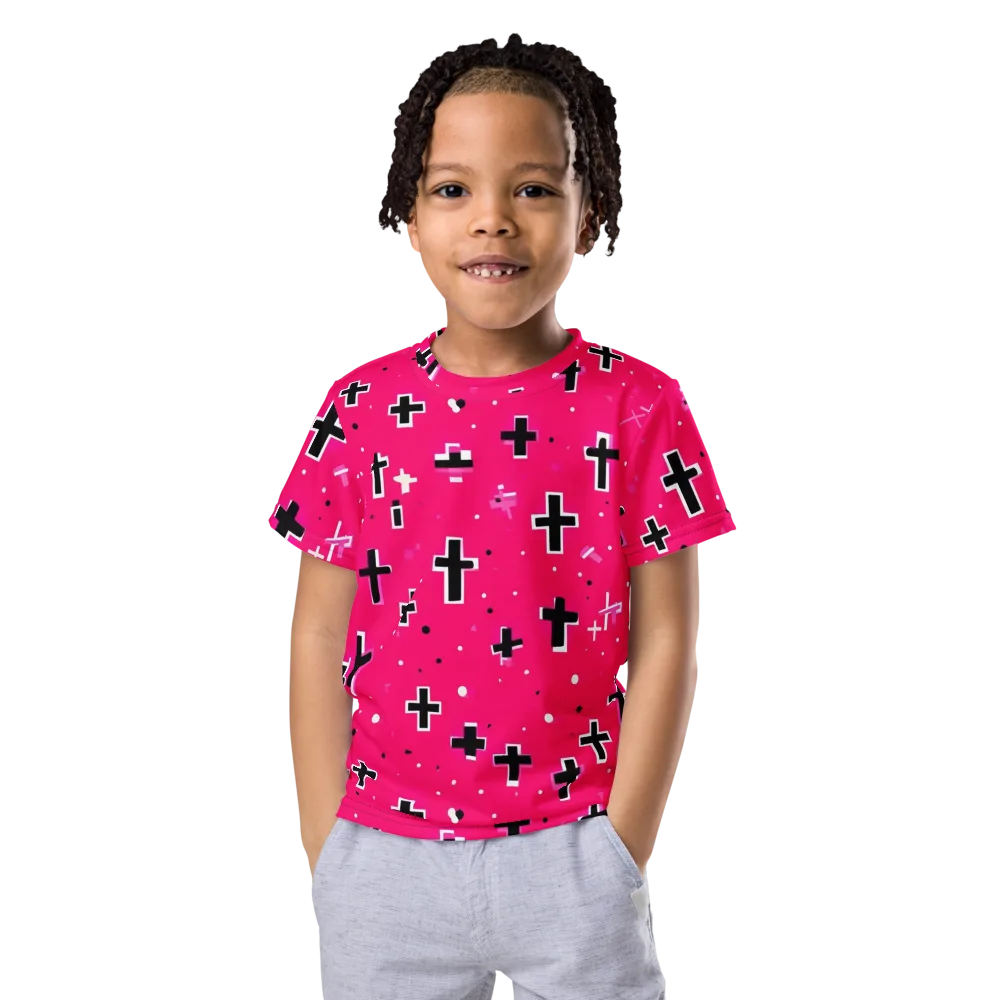 Hot Pink Revival on Kids Crew Neck T-Shirt — Front