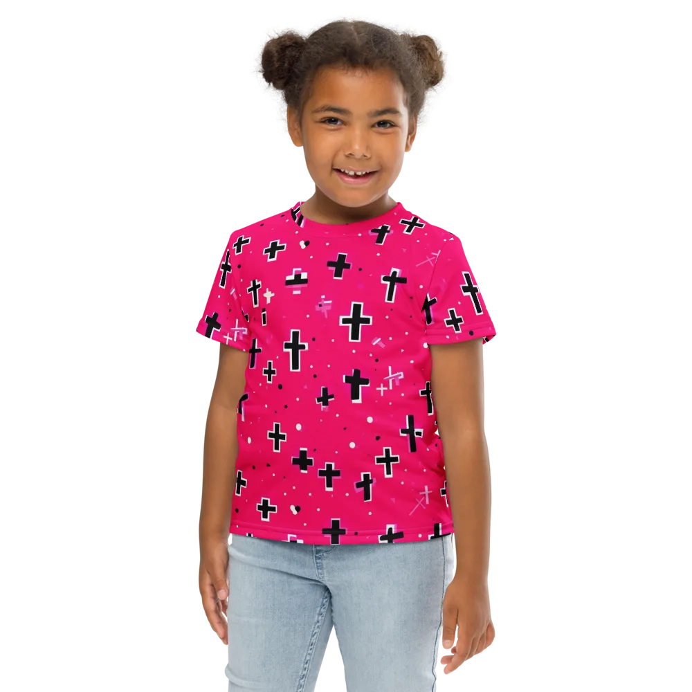 Hot Pink Revival on Kids Crew Neck T-Shirt — Front