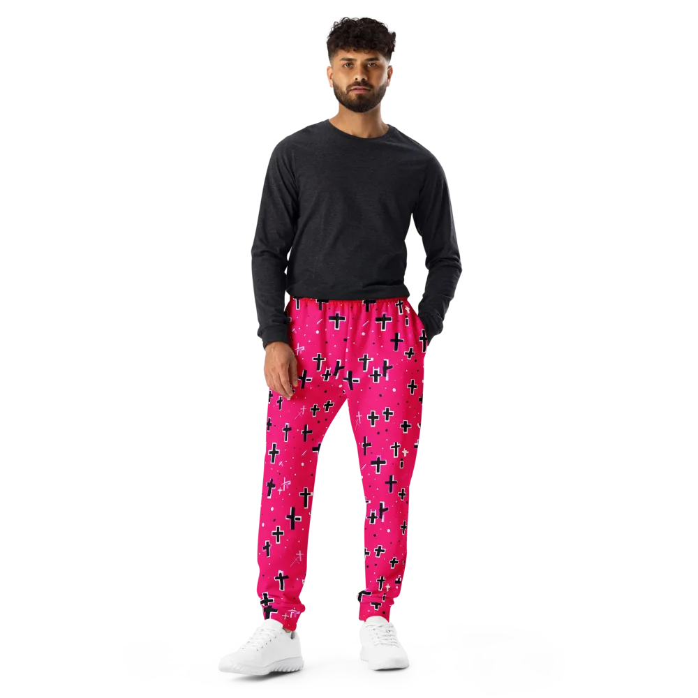 Hot Pink Revival on Men's Joggers — Front