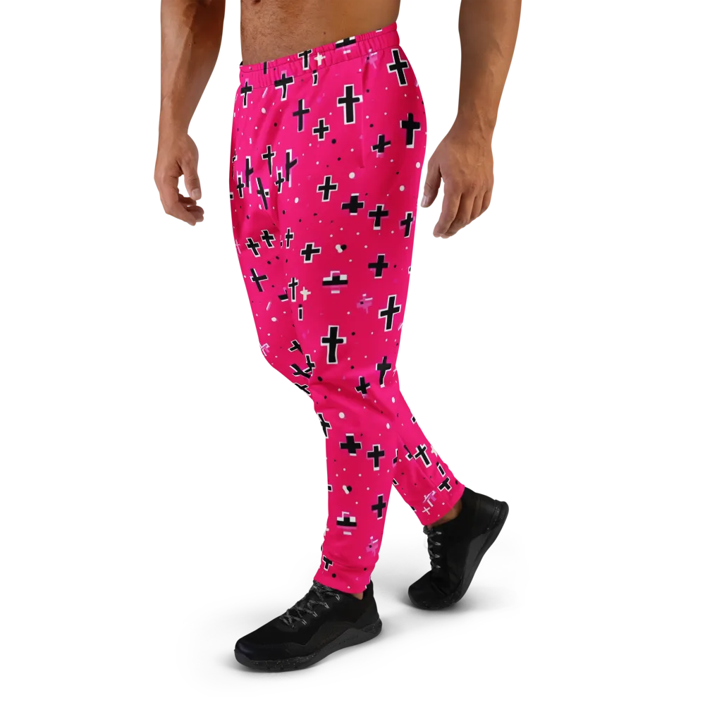 Hot Pink Revival on Men's Joggers — Left
