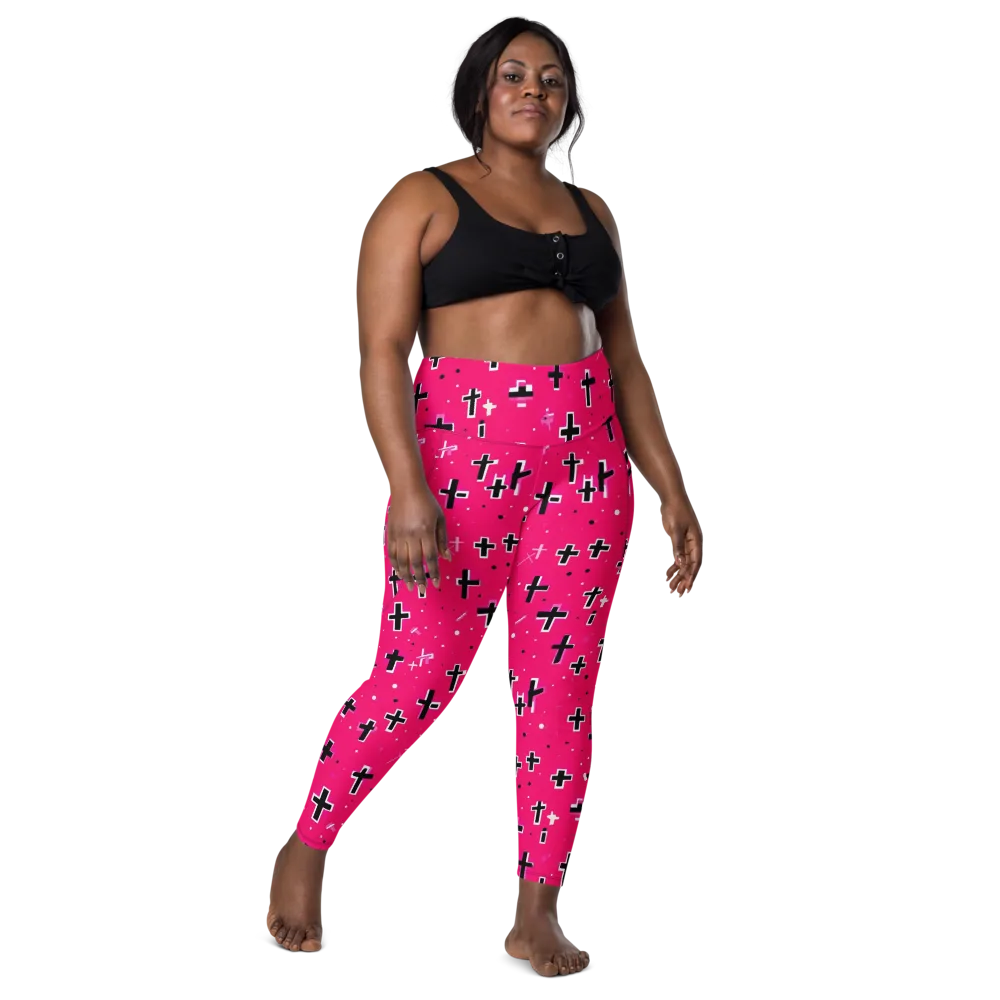 Hot Pink Revival on Leggings with Pockets — Front