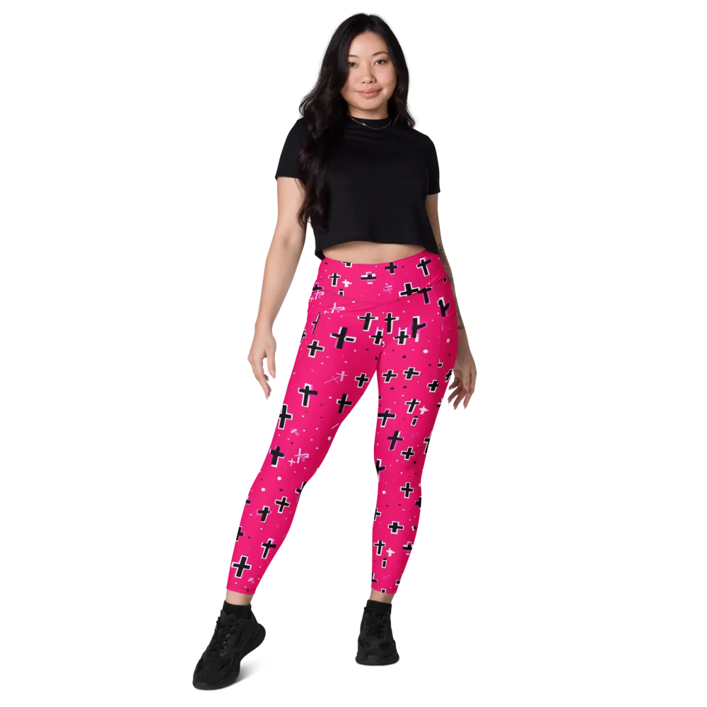 Hot Pink Revival on Leggings with Pockets — Front