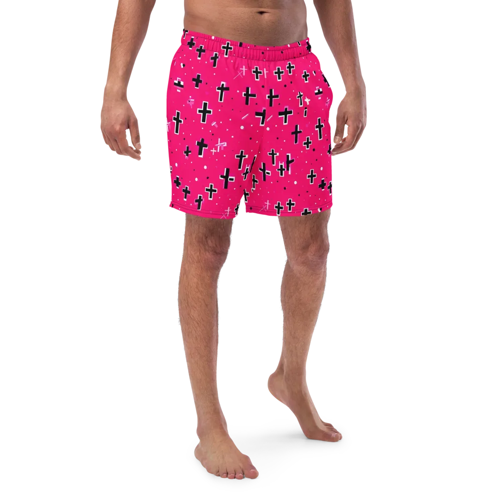 Hot Pink Revival on Swim Trunks — Front