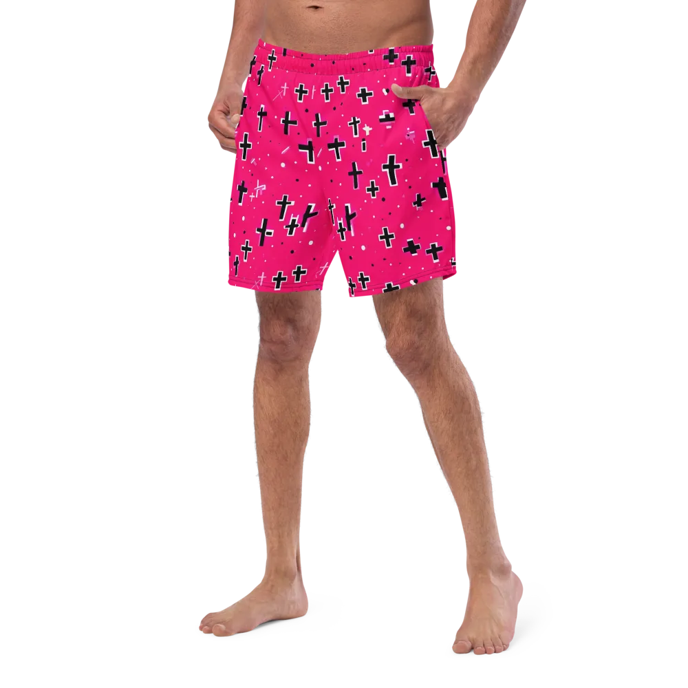 Hot Pink Revival on Swim Trunks — Left Front