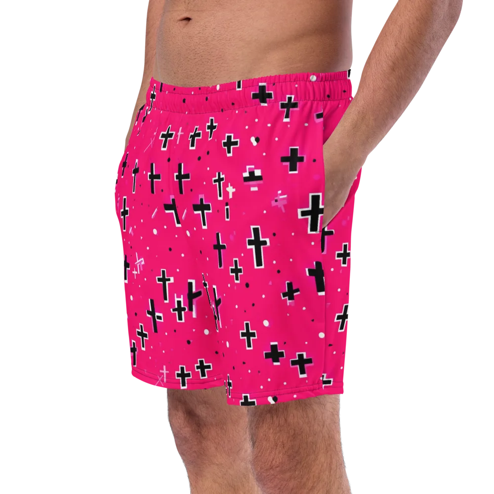 Hot Pink Revival on Swim Trunks — Left Front