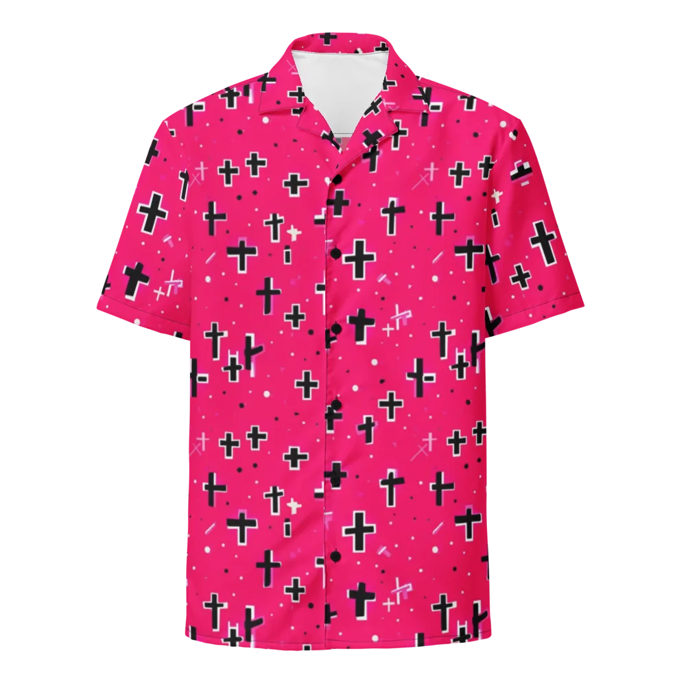 Hot Pink Revival on Button Shirt — Front