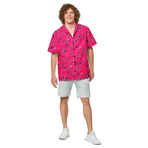 Hot Pink Revival on a Button Shirt