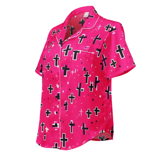 Hot Pink Revival on a Women's Short Sleeve Pajama Top