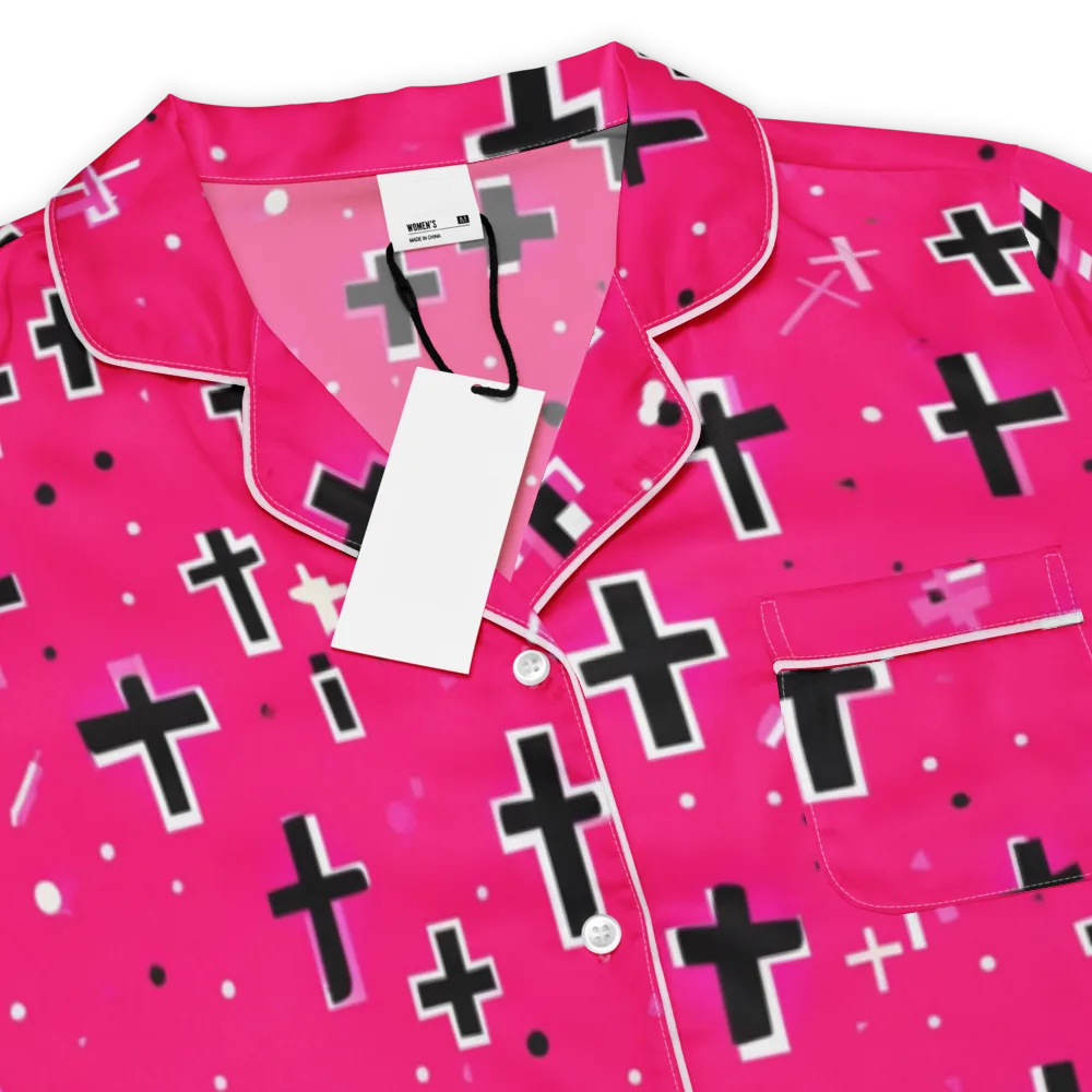 Hot Pink Revival on Women's Short Sleeve Pajama Top — Product details
