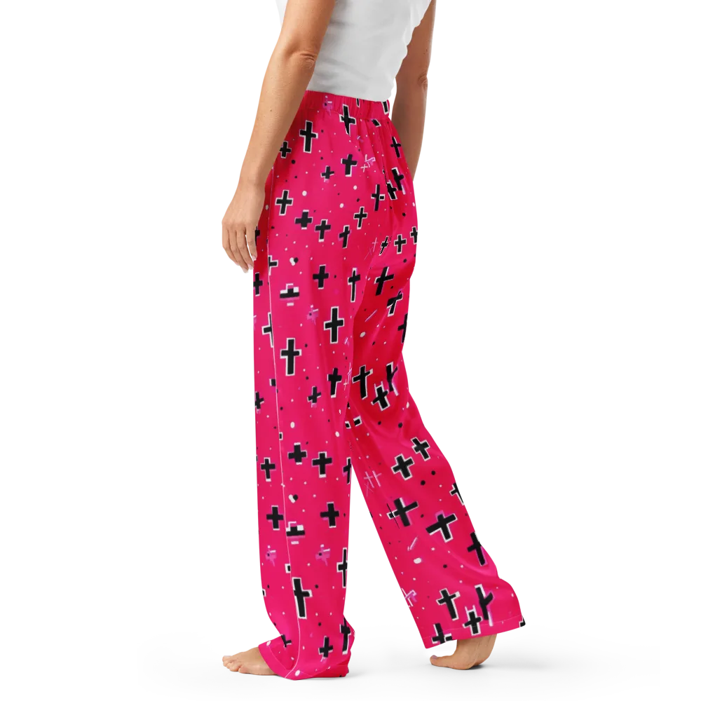 Hot Pink Revival on Women's Pajama Pants — Left