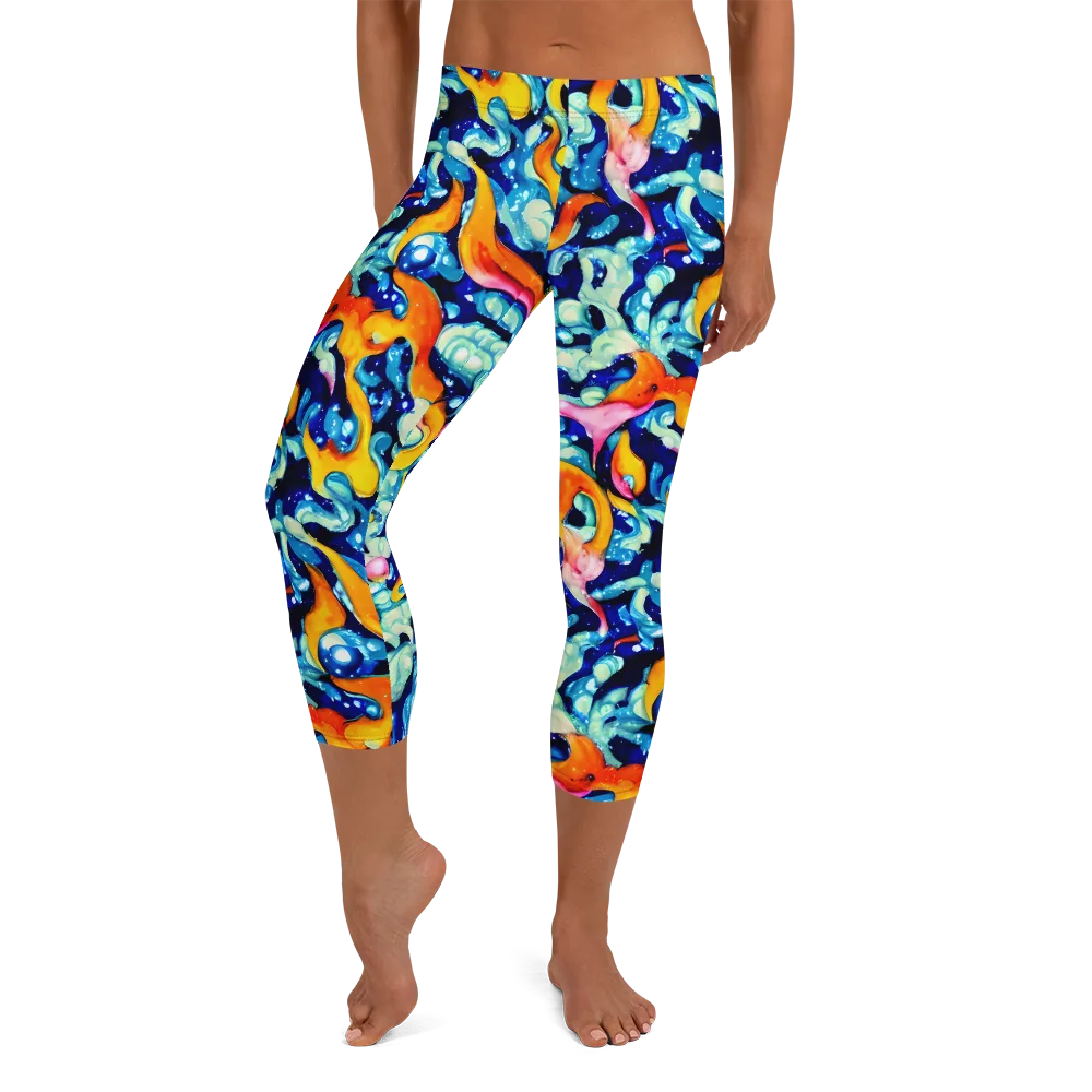 Saturated Splash on Capri Leggings — Front