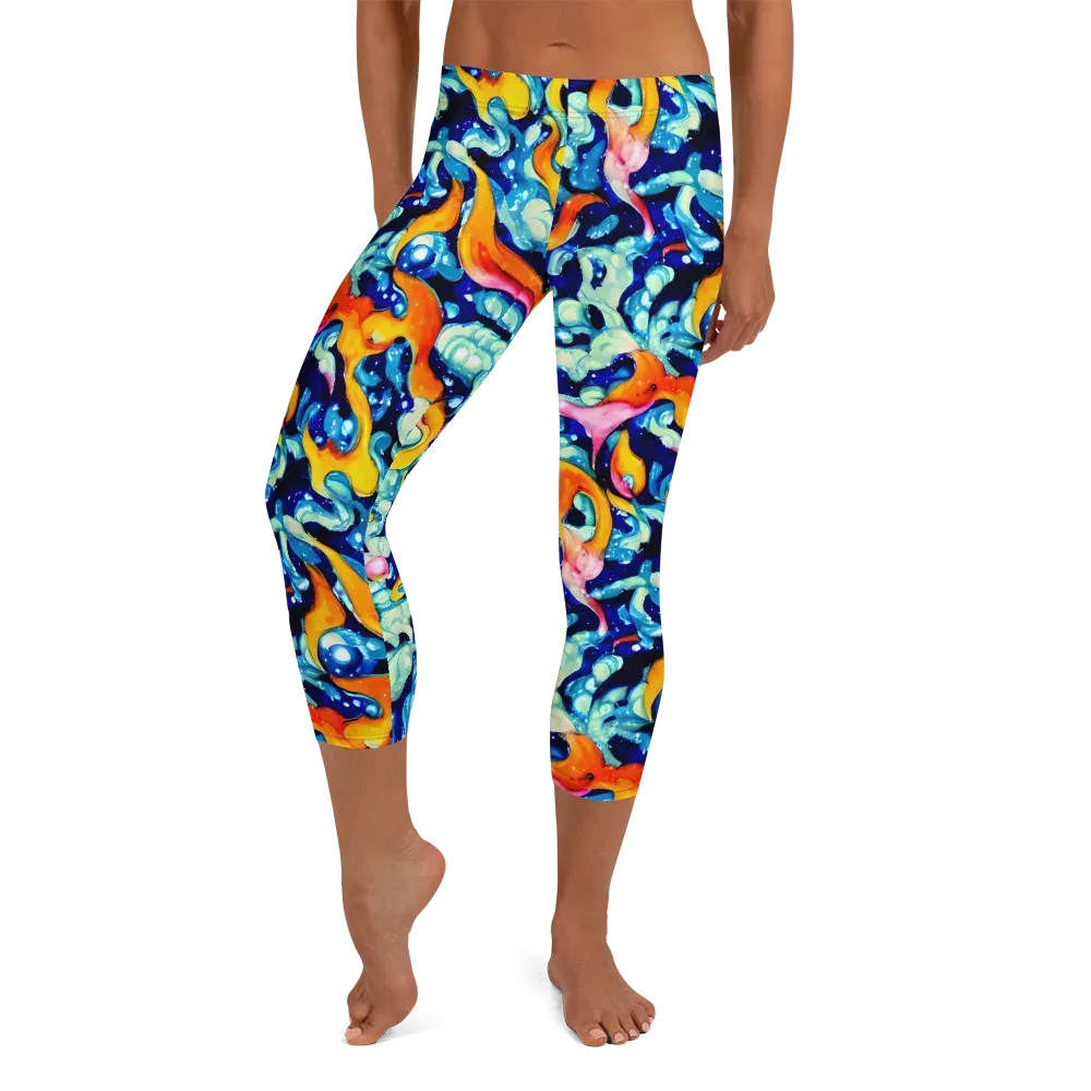 Saturated Splash on Capri Leggings — Front