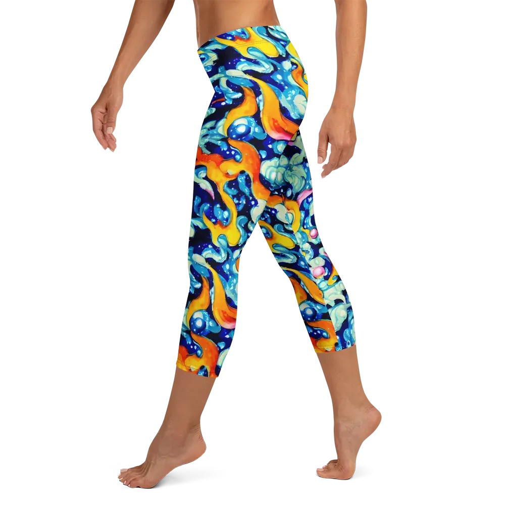 Saturated Splash on Capri Leggings — Left