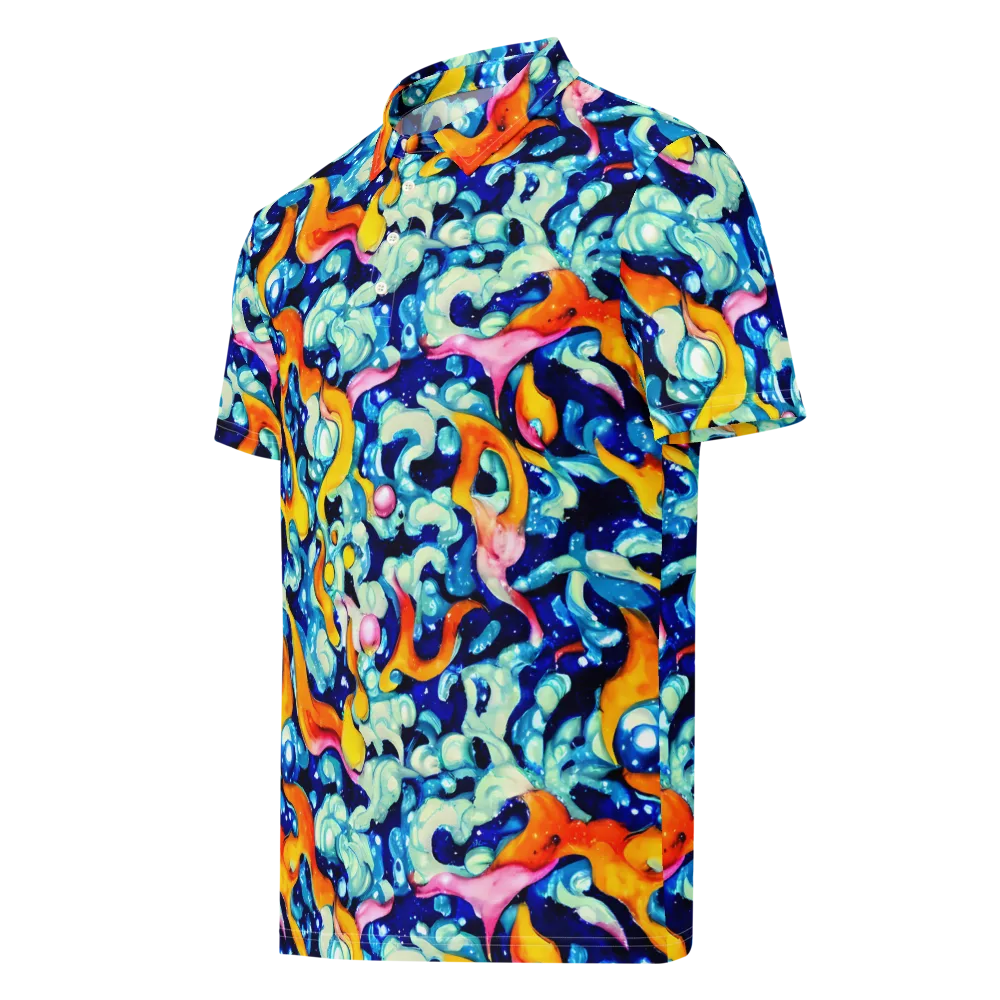 Saturated Splash on Men's Slim Fit Polo Shirt — Left Front