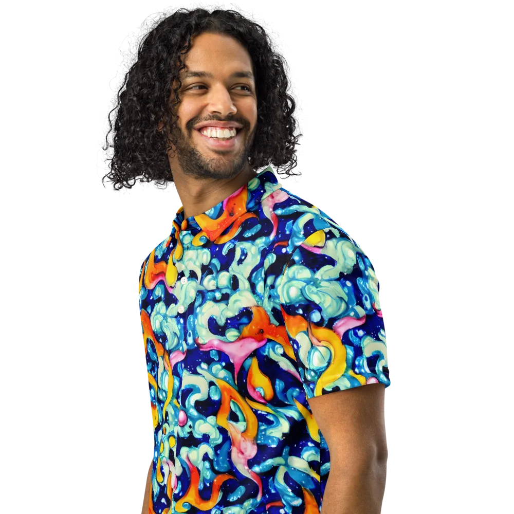 Saturated Splash on Men's Slim Fit Polo Shirt — Left Front