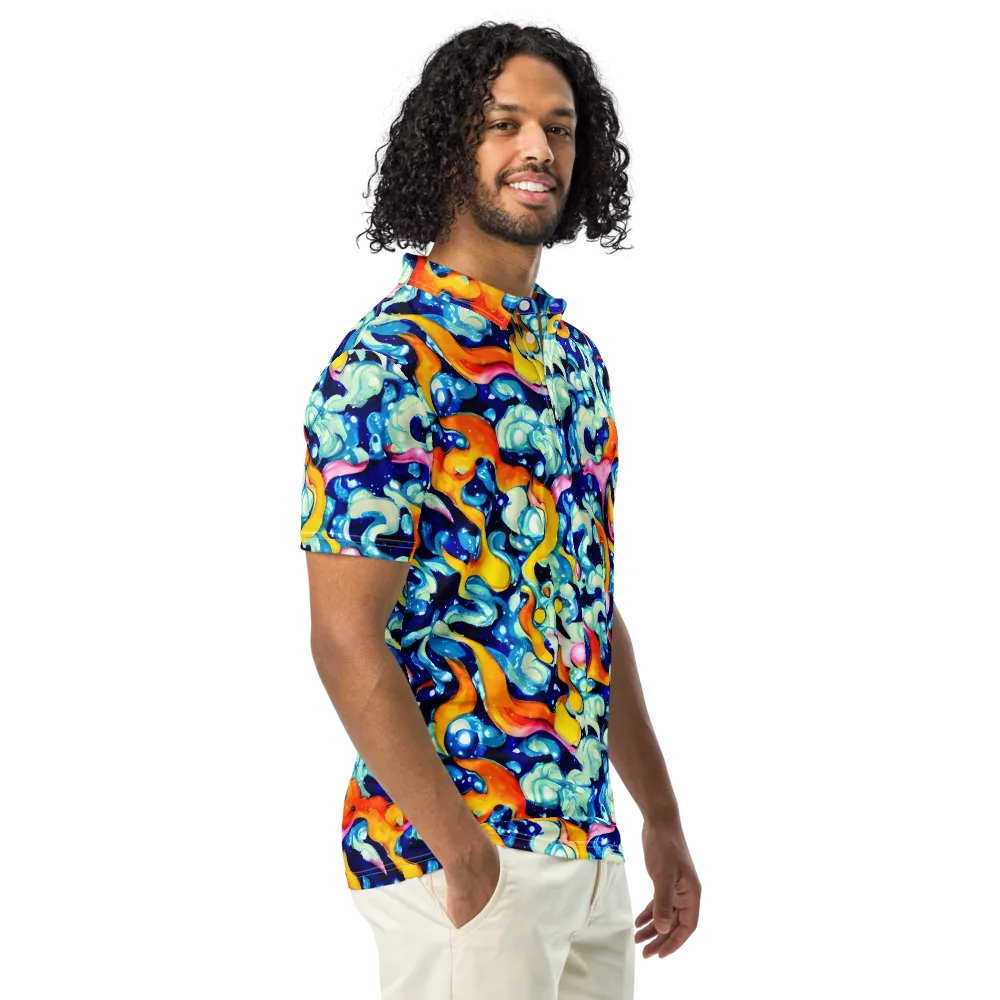 Saturated Splash on Men's Slim Fit Polo Shirt — Right Front