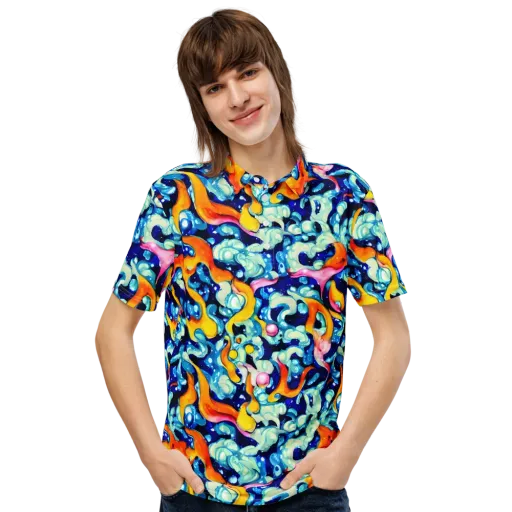 Saturated Splash on a Men's Slim Fit Polo Shirt