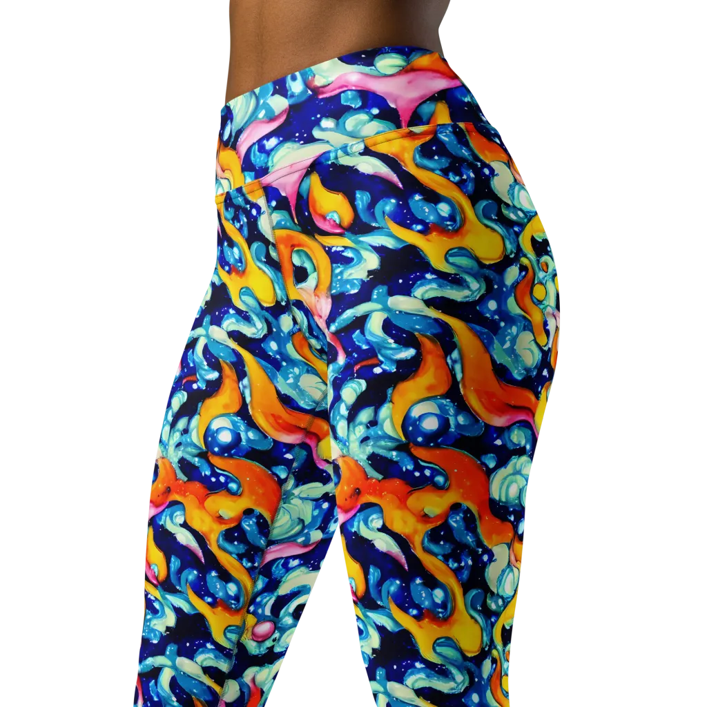 Saturated Splash on Yoga Leggings — Left Front