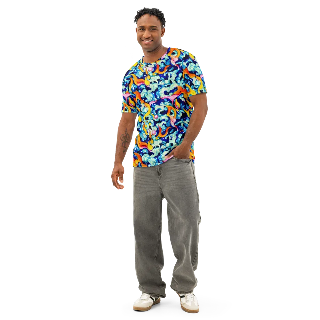 Saturated Splash on Men's Cotton Crew Neck T-Shirt — Front