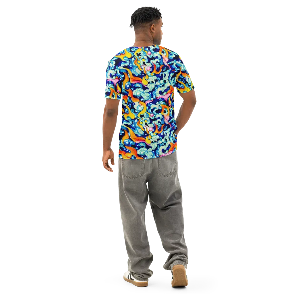 Saturated Splash on Men's Cotton Crew Neck T-Shirt — Back
