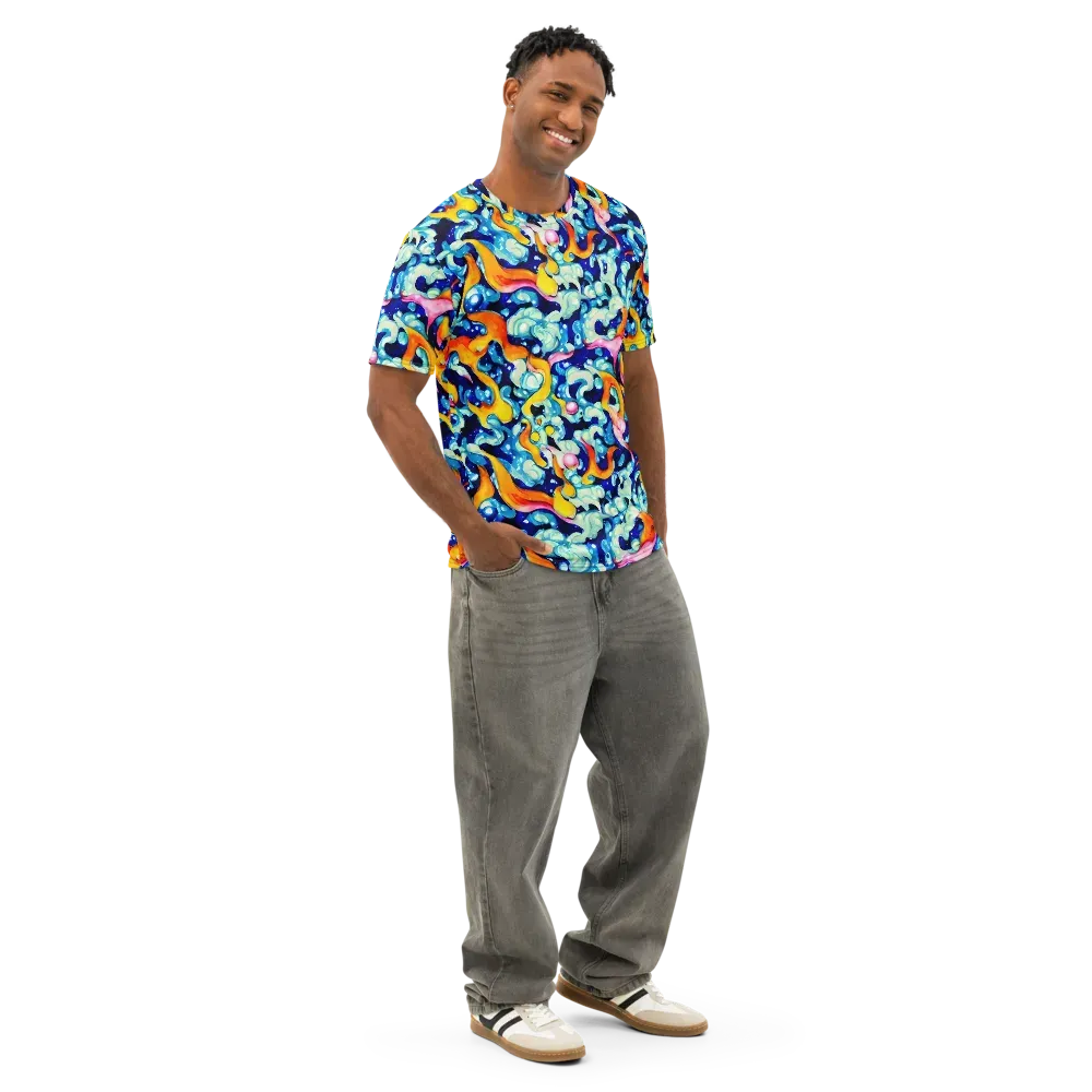 Saturated Splash on Men's Cotton Crew Neck T-Shirt — Right Front