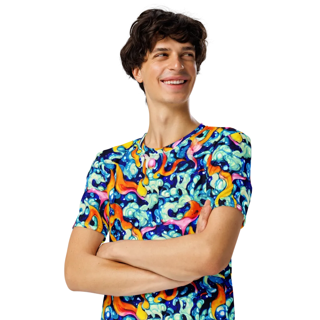 Saturated Splash on Men's Crew Neck T-Shirt — Left Front