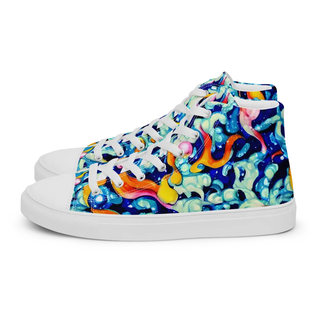 Saturated Splash on Men's High Top Canvas Shoes — Left