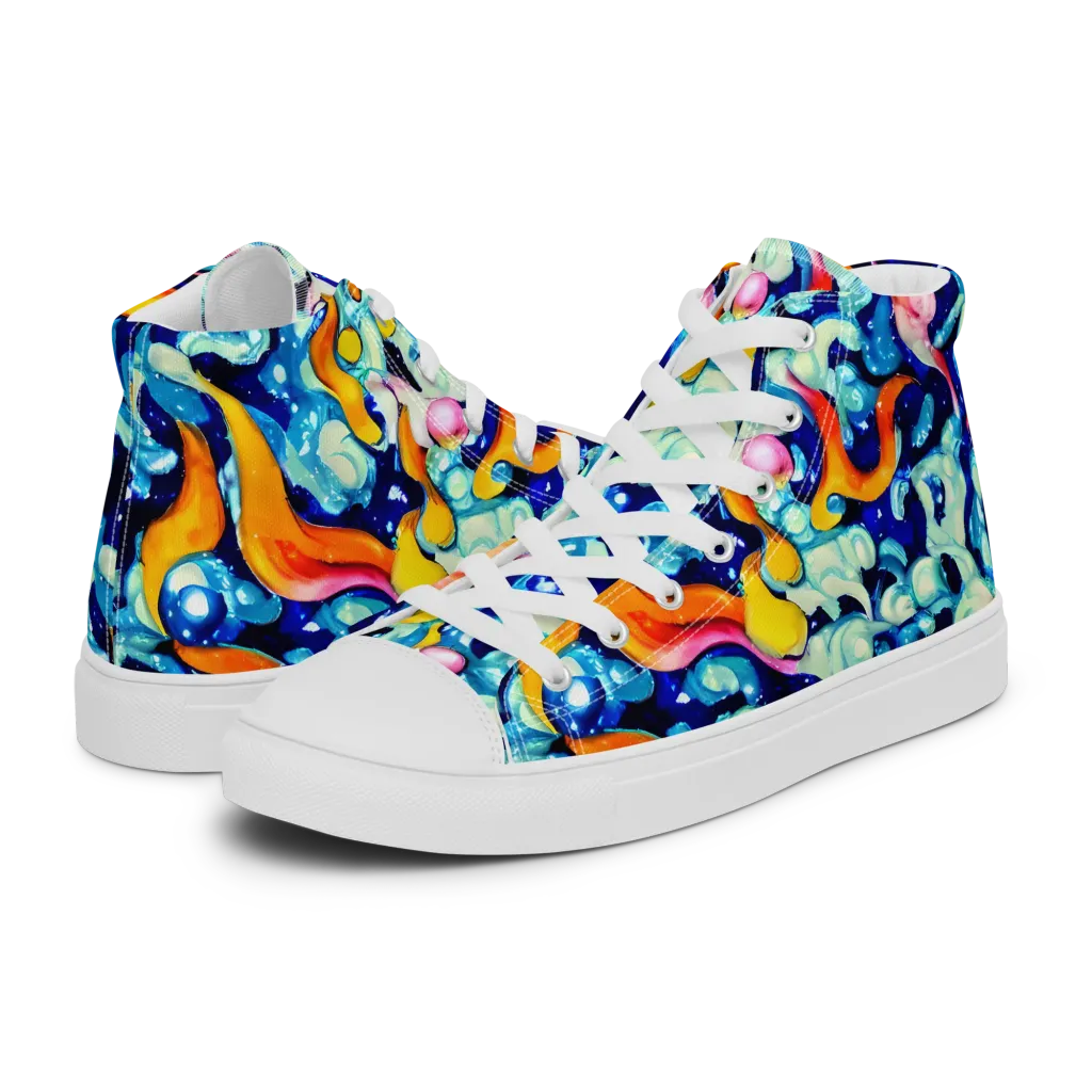 Saturated Splash on Men's High Top Canvas Shoes — Left