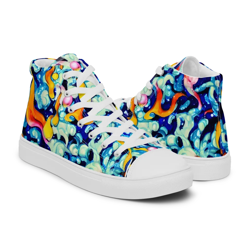 Saturated Splash on Men's High Top Canvas Shoes — Right