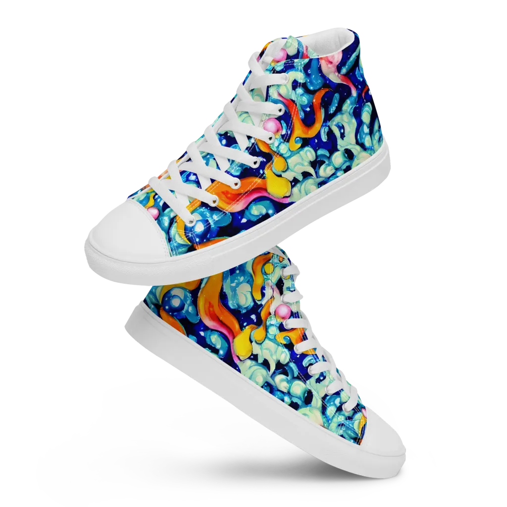 Saturated Splash on Men's High Top Canvas Shoes — Front