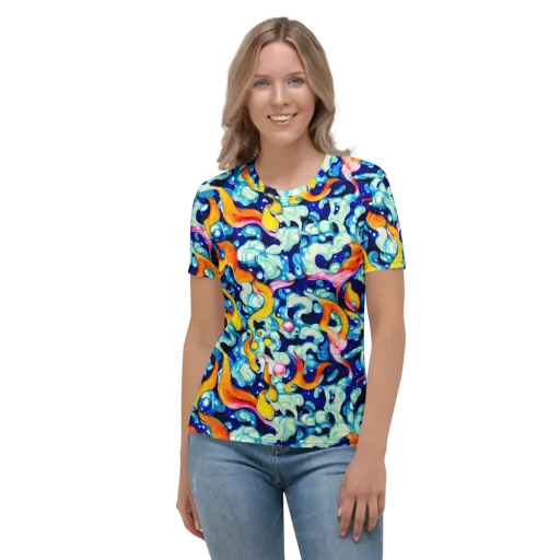 Saturated Splash on a Women's Crew Neck T-Shirt