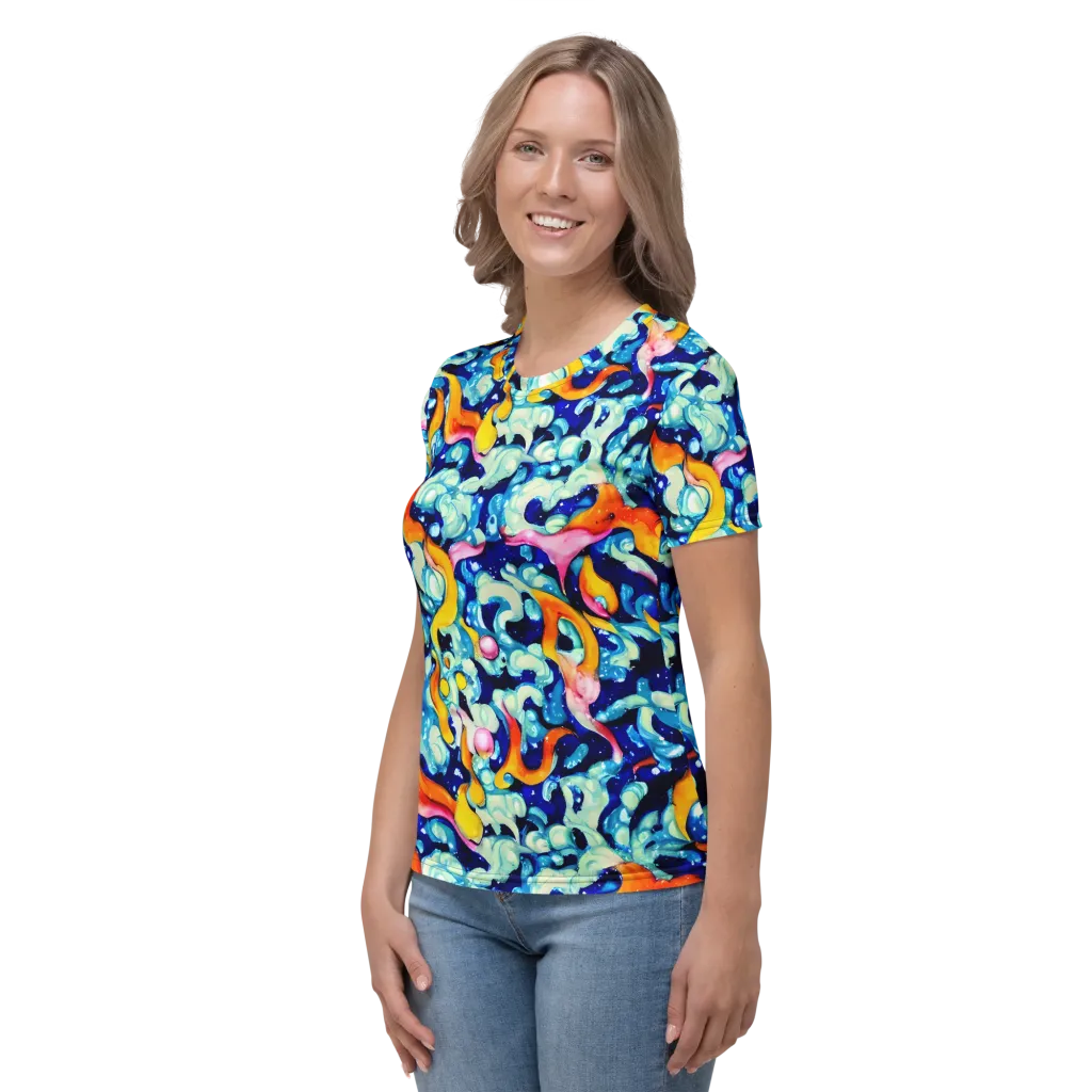 Saturated Splash on Women's Crew Neck T-Shirt — Left