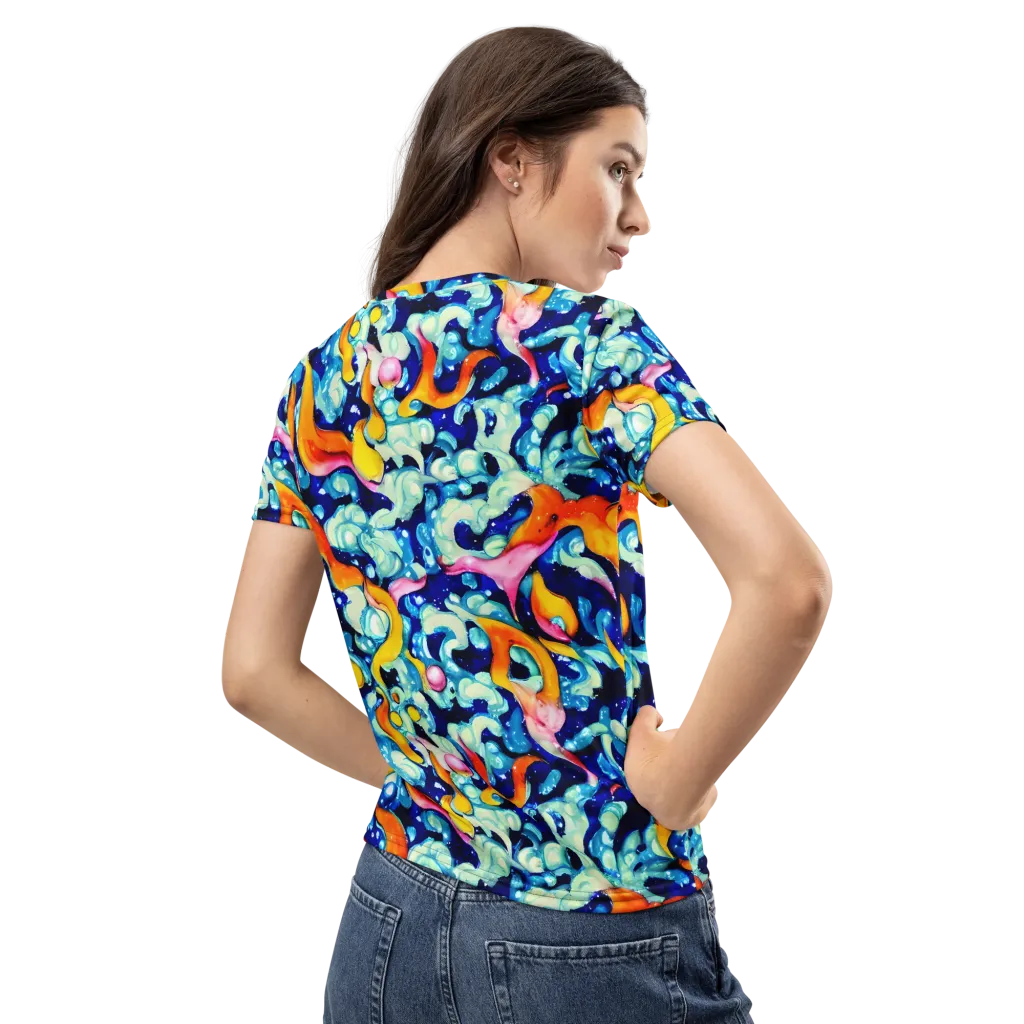 Saturated Splash on Women's Crew Neck T-Shirt — Back