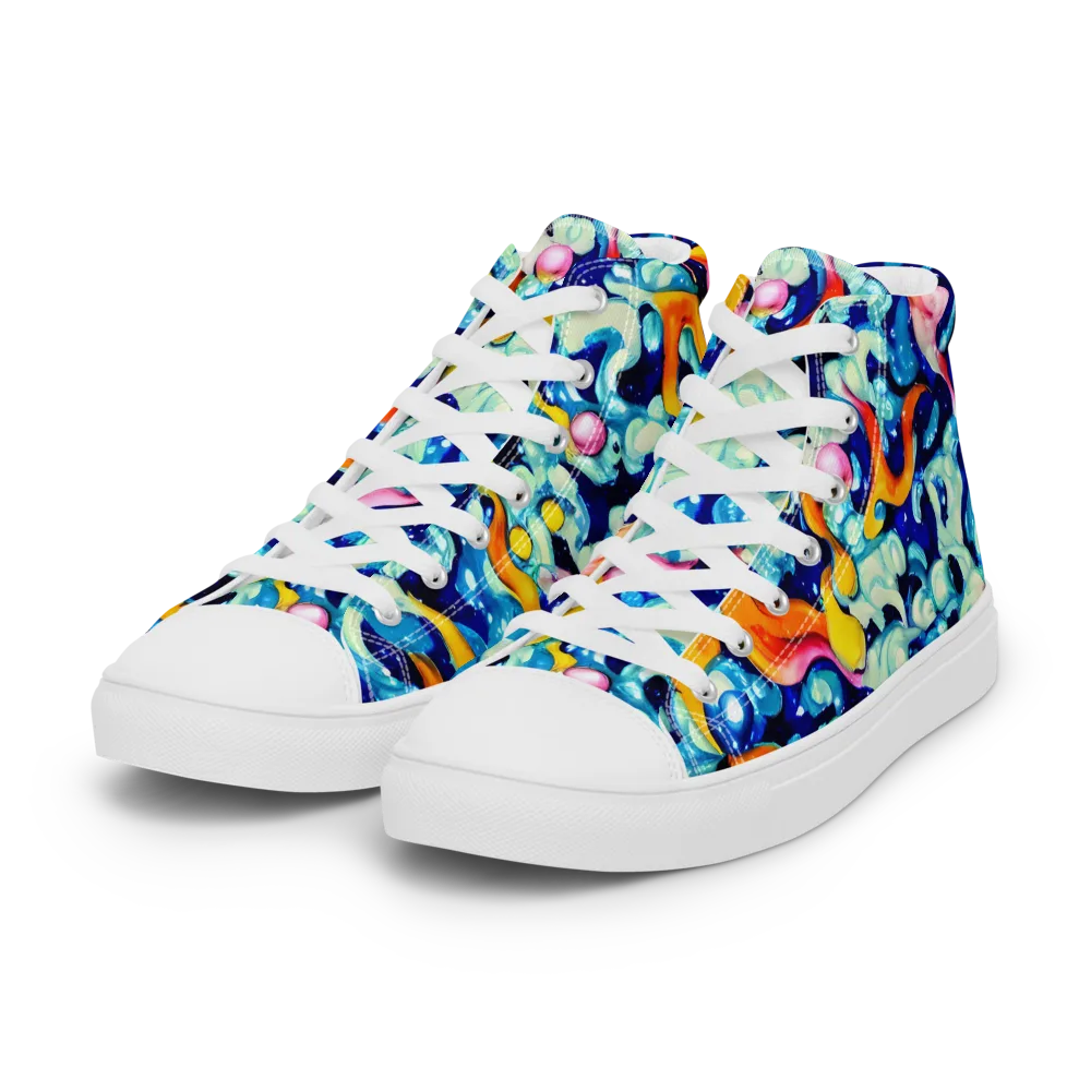 Saturated Splash on Women's High Top Canvas Shoes — Left Front